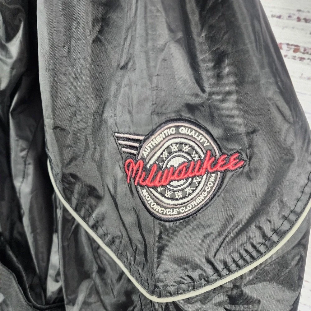 Milwaukee Motorcycle Rain Jacket Small‎ Nylon Windbreaker Cinch Waist Mesh Lined